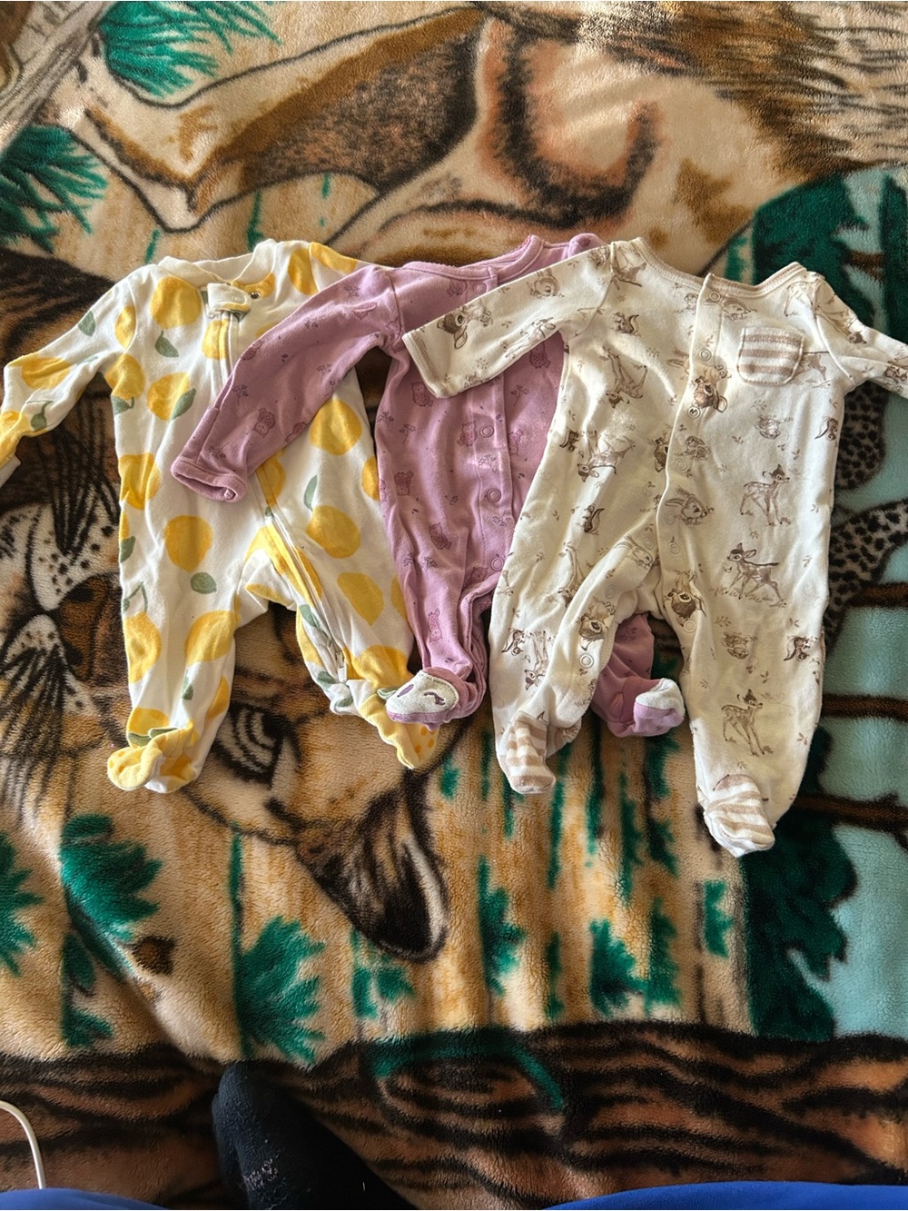Baby Footed One-Piece Set - Yellow, Lavender & Cream